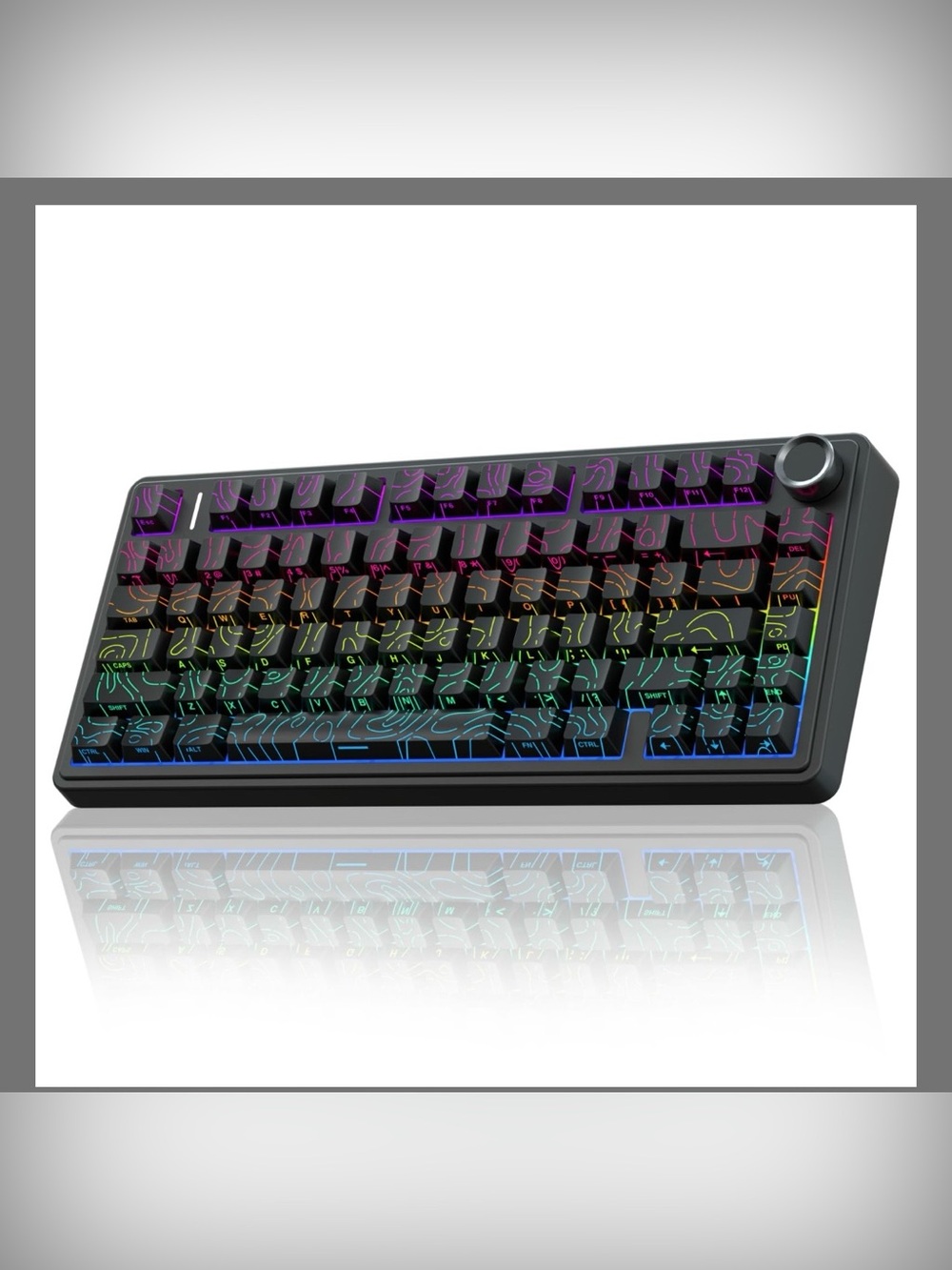 AULA F75 Black Contour Wireless Mechanical Keyboard with Knob. 75% Hot Swappable